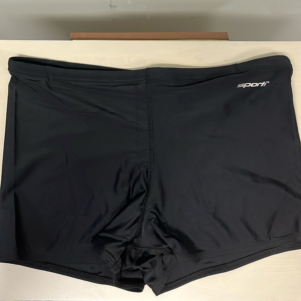 Men’s Sporti Square Leg Swim Brief, Black, Sz 34